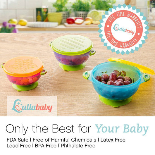 Nuk B.P.A Free Sunction Baby Bowl With Lid - 2 Pack - Assorted Colors