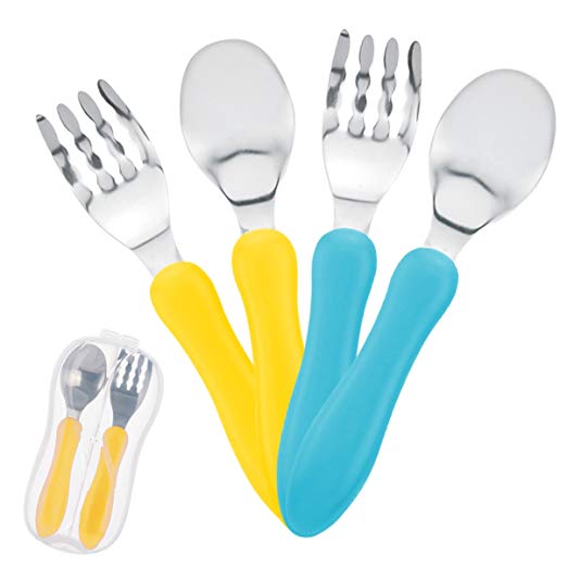1 Set Toddler Utensils, Toddler Forks and Spoons, Stainless Steel